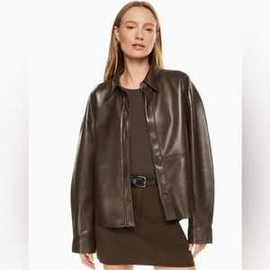 Aritzia Babaton Dark Brown Vegan Leather Jacket